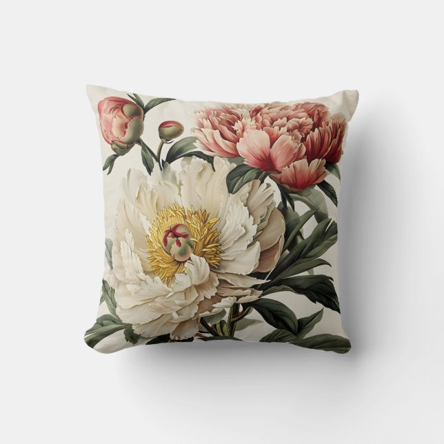 Vintage Peonies  Cushion (Front)