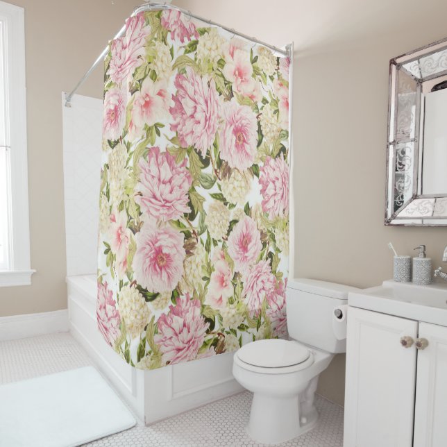 Vintage peonies Shower Curtain (In Situ)