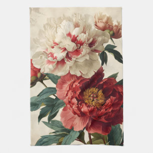 Vintage Peonies  Tea Towel