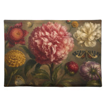 Vintage Peony and Butterfly Botanical Oil Painting