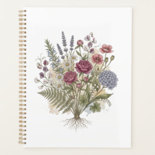 Vintage Peony and Hydrangea Bouquet with Roots Planner