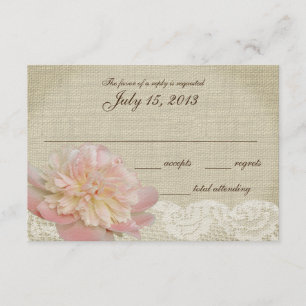 Vintage Peony and Lace Wedding Response Card