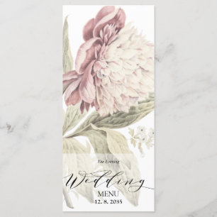 Vintage Peony Botanical Fine Art Evening Menu