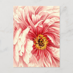 Vintage peony botanical illustration New Address Announcement Postcard