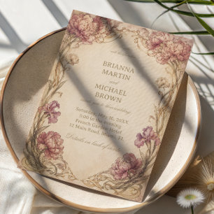 Vintage Peony Botanical Invitation