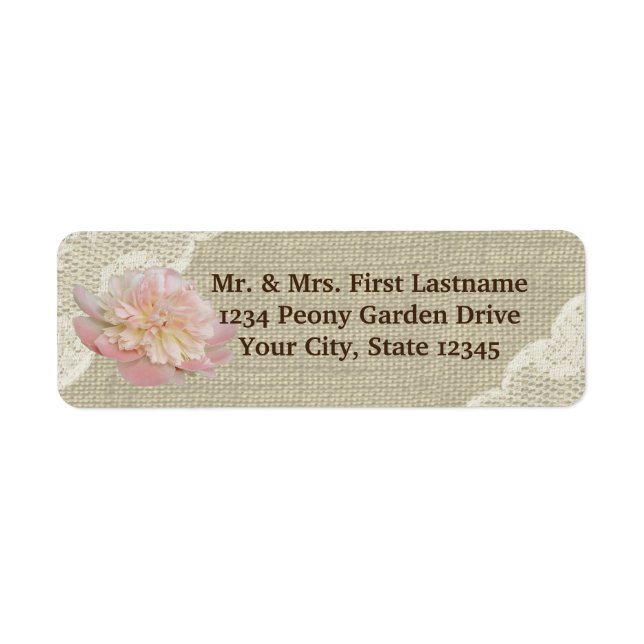 Vintage Peony Burlap and Lace (Front)