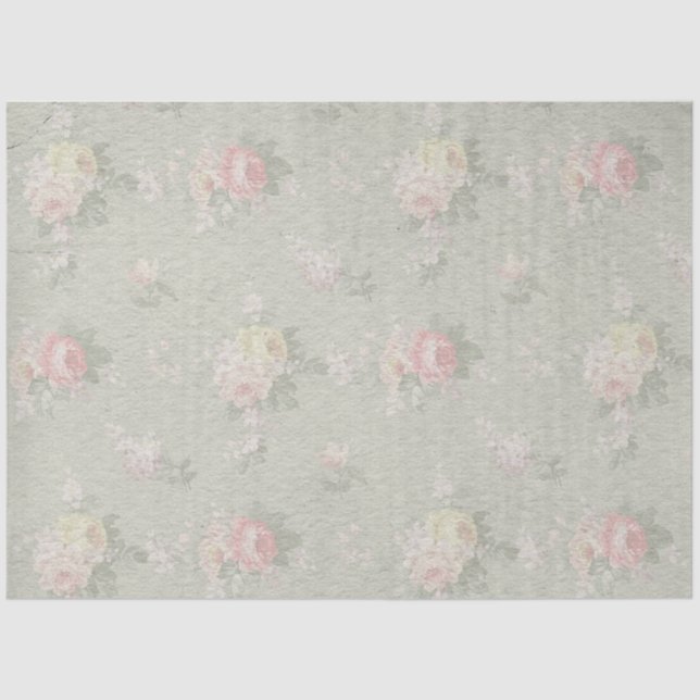 Vintage peony floral decoupage Tissue Paper (Front)