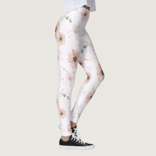 vintage peony floral leggings