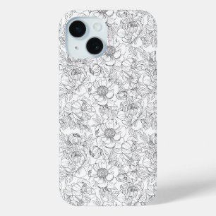 Vintage Peony Floral Pattern iPhone 15 Case