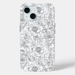 Vintage Peony Floral Pattern iPhone 15 Case
