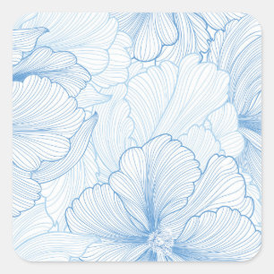 Vintage Peony: Floral Seamless Pattern Square Sticker