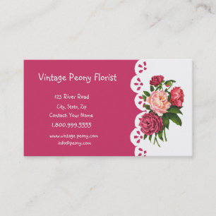 Vintage Peony Florist Shop Flower Business Card