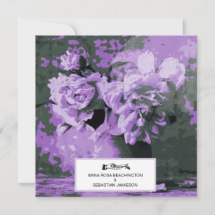 *~* Vintage Peony Flower Art QR RSVP AR23 WEDDING Invitation
