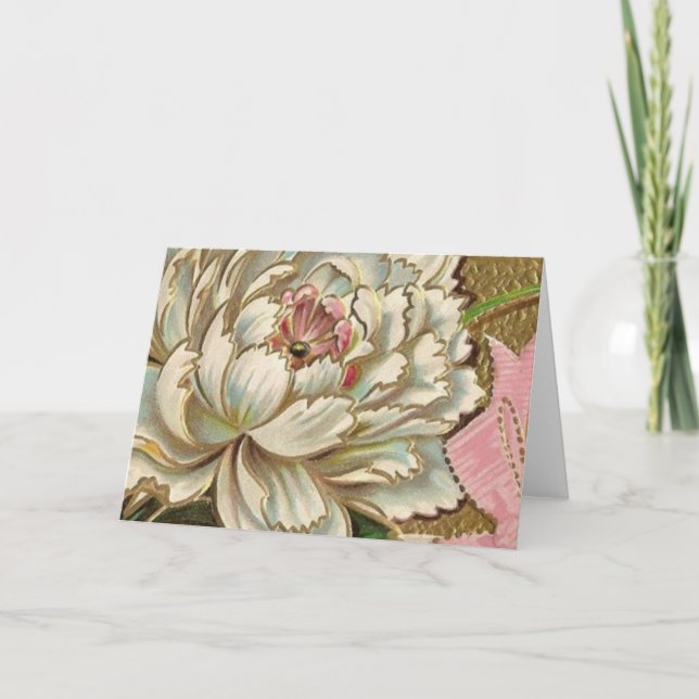 Vintage Peony Flower Card (Front)