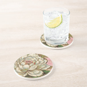 Vintage Peony Flower Coaster