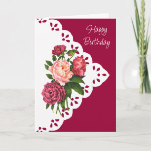 Vintage Peony Flower for All Happy Birthday Card