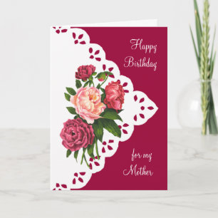 Vintage Peony Flower for Mum, Mother Birthday Card