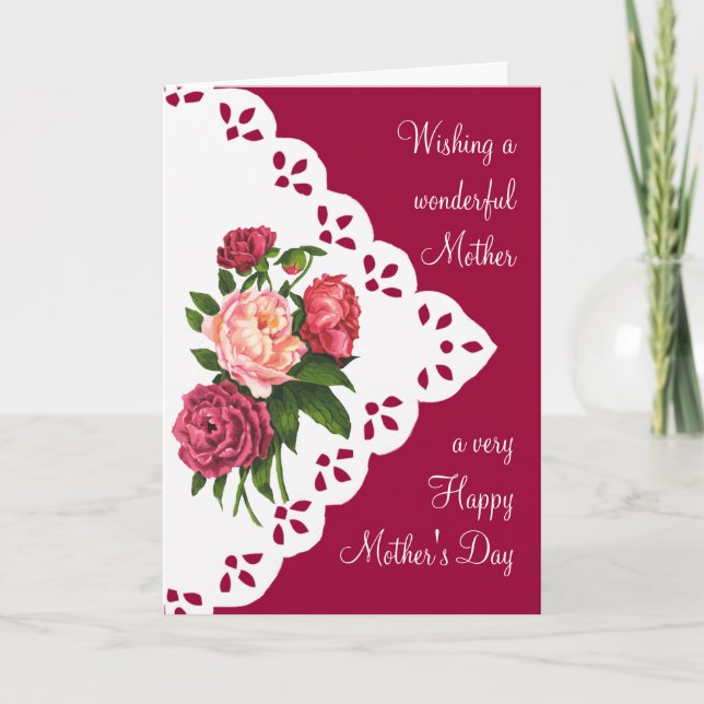 Vintage Peony Flower Mother's Day Mum Love Card (Front)
