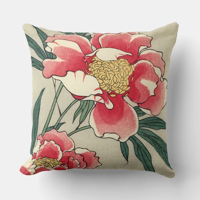 Vintage Peony Flowers Cushion (Front)