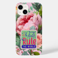 Vintage Peony Girl's Rule the World Quote