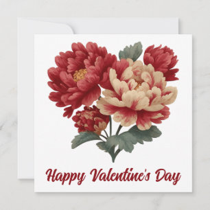Vintage Peony Heart Bouquet Card