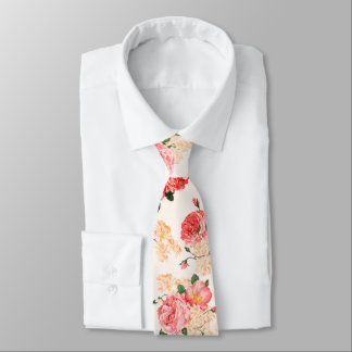 Vintage Peony & Rose Floral - Neck Tie