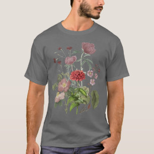 Vintage Peony Roses Garden Flowers Floral Plant La T-Shirt