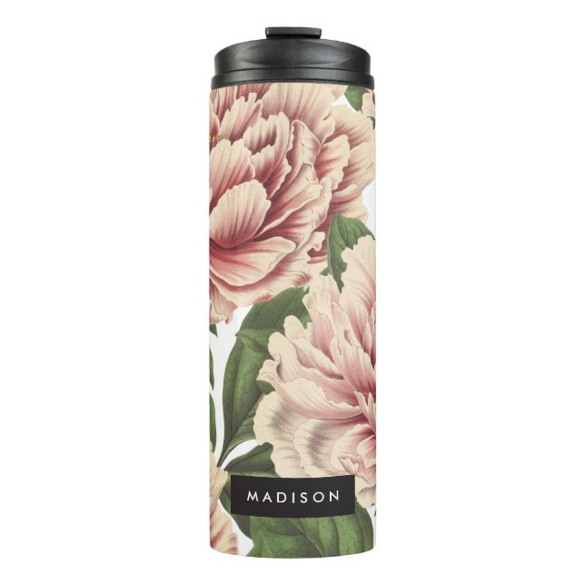 Vintage Peony Thermal Tumbler (Front)
