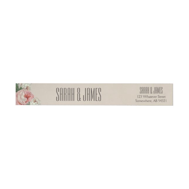 Vintage Peony Wedding Couple Taupe Address Label (Individual)