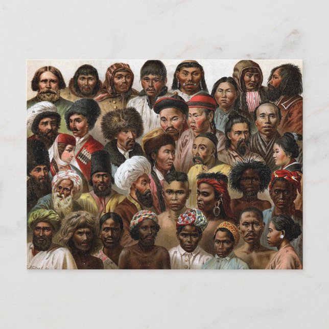 Vintage 'Peoples of Asia' C19 engraving Postcard (Front)