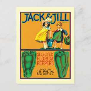Vintage Peppers Food Product Label Postcard