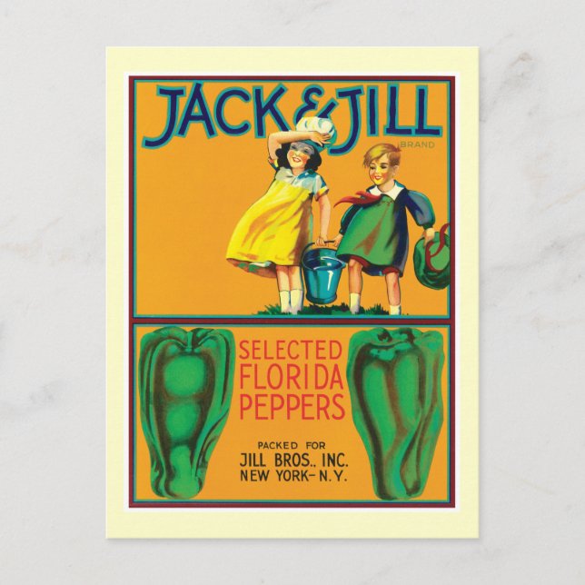 Vintage Peppers Food Product Label Postcard (Front)
