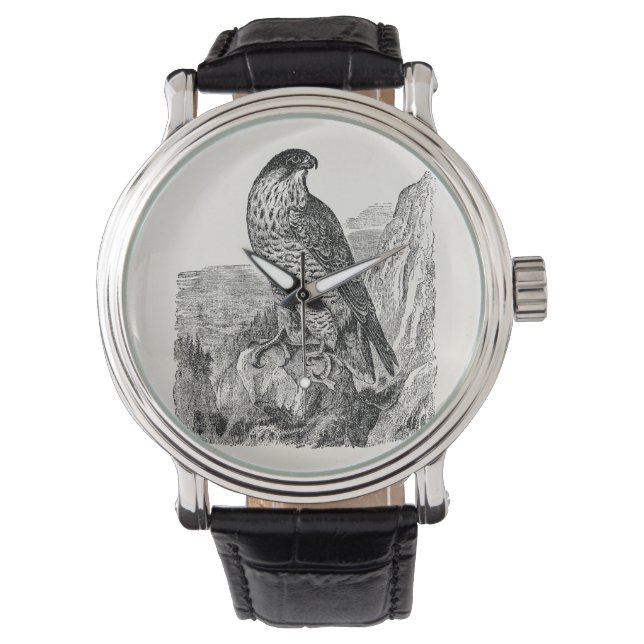 Vintage Peregrine Falcon Personalised Retro Birds Watch (Front)