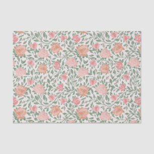 Vintage Perfect Pink & Peach Roses Tissue Paper