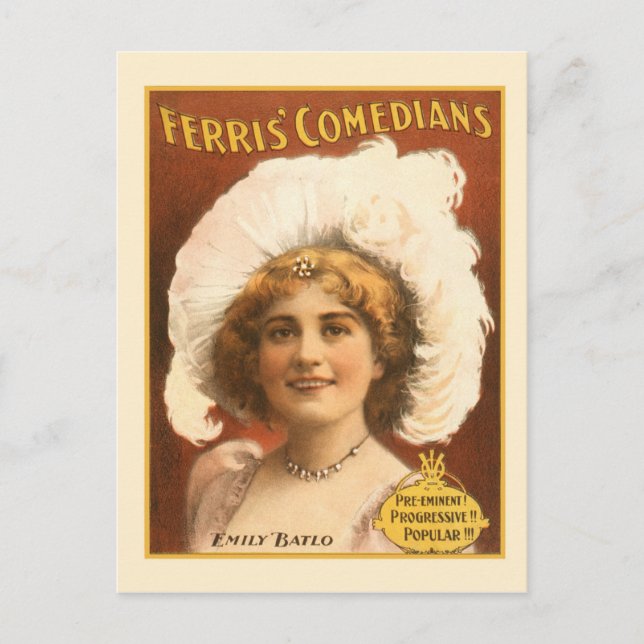 Vintage Performing Arts Poster Ferris Comedians Postcard (Front)