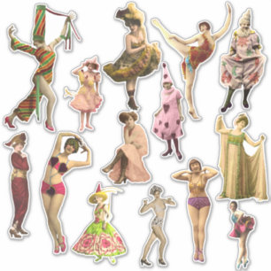 Vintage Performing Girls Vinyl Stickers