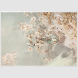 Vintage Perfume Bottle, Butterflies and Floral Tissue Paper