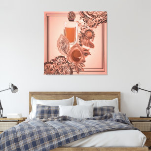 Vintage Perfume Bottle Peach AI art  Canvas Print