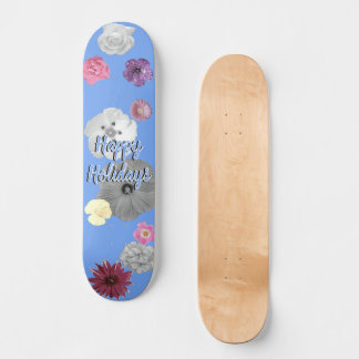 Vintage Periwinkle Muted Pink Floral Skateboard