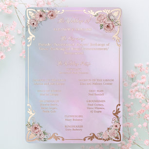 Vintage Periwinkle Peony Foil Program Card