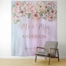 Vintage Periwinkle Pink Peony Backdrop
