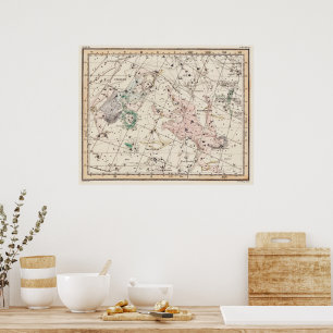 Vintage Perseus and Andromeda Constellations Map  Poster