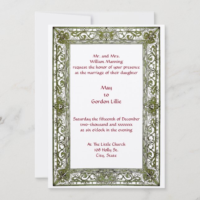 Vintage Persian Border Wedding Invitation (Front)