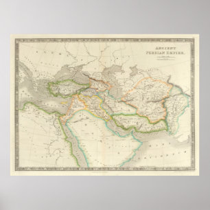 Vintage Persian Empire Map (1844) Ancient Babylon Poster