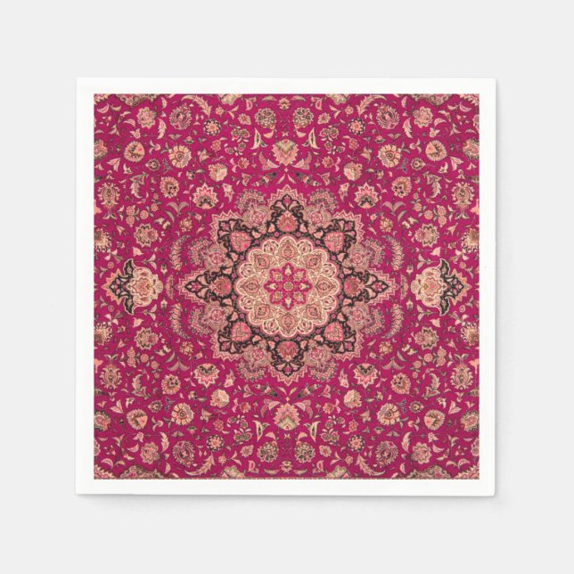 Vintage Persian Floral Rug Pattern Napkin (Front)