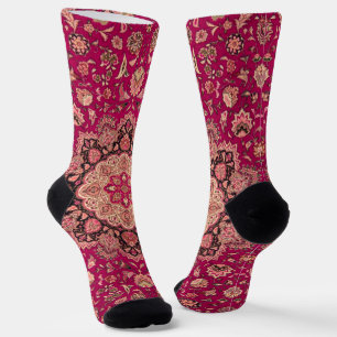 Vintage Persian Floral Rug Pattern Socks