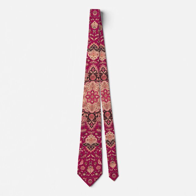 Vintage Persian Floral Rug Pattern Tie (Front)