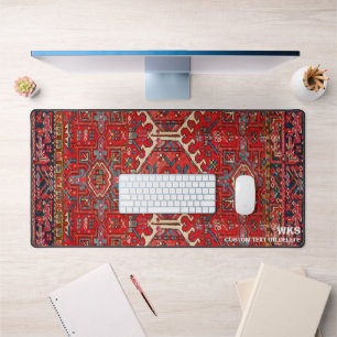 Vintage Persian Kilim Rug Custom Monogram Text  Desk Mat