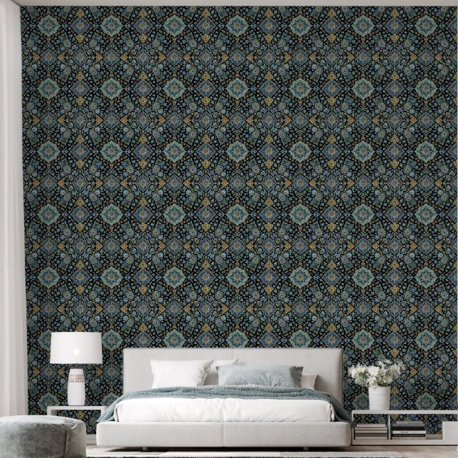 Vintage Persian Medallion Pattern Wallpaper (Bedroom)