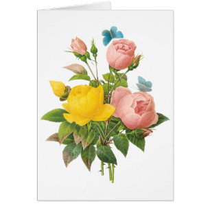 Vintage Persian Yellow Rose Tea Roses by Redoute